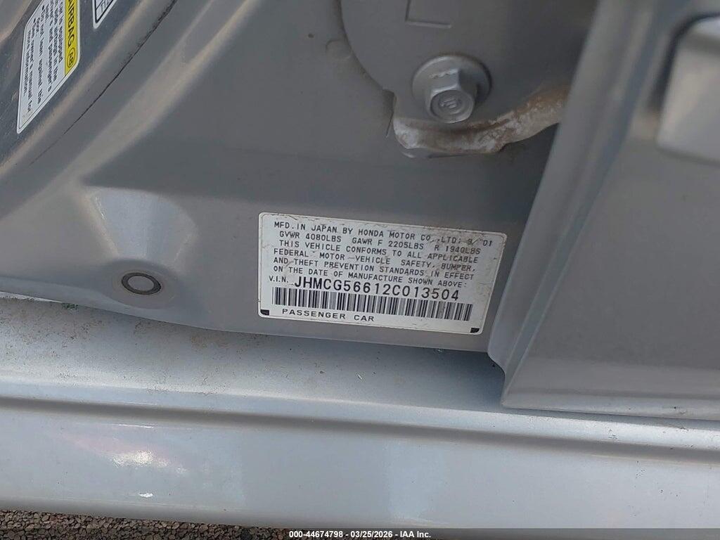 JHMCG56612C013504 2002 HONDA ACCORD photo no. 8