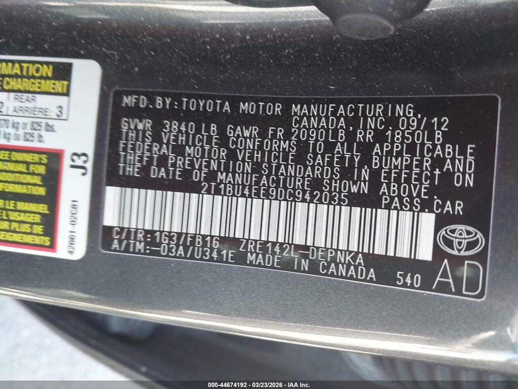 2T1BU4EE9DC942035 2013 TOYOTA COROLLA photo no. 9