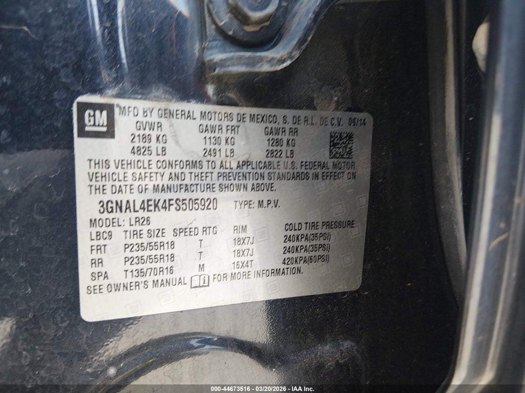3GNAL4EK4FS505920 2015 CHEVROLET CAPTIVA SPORT photo no. 9
