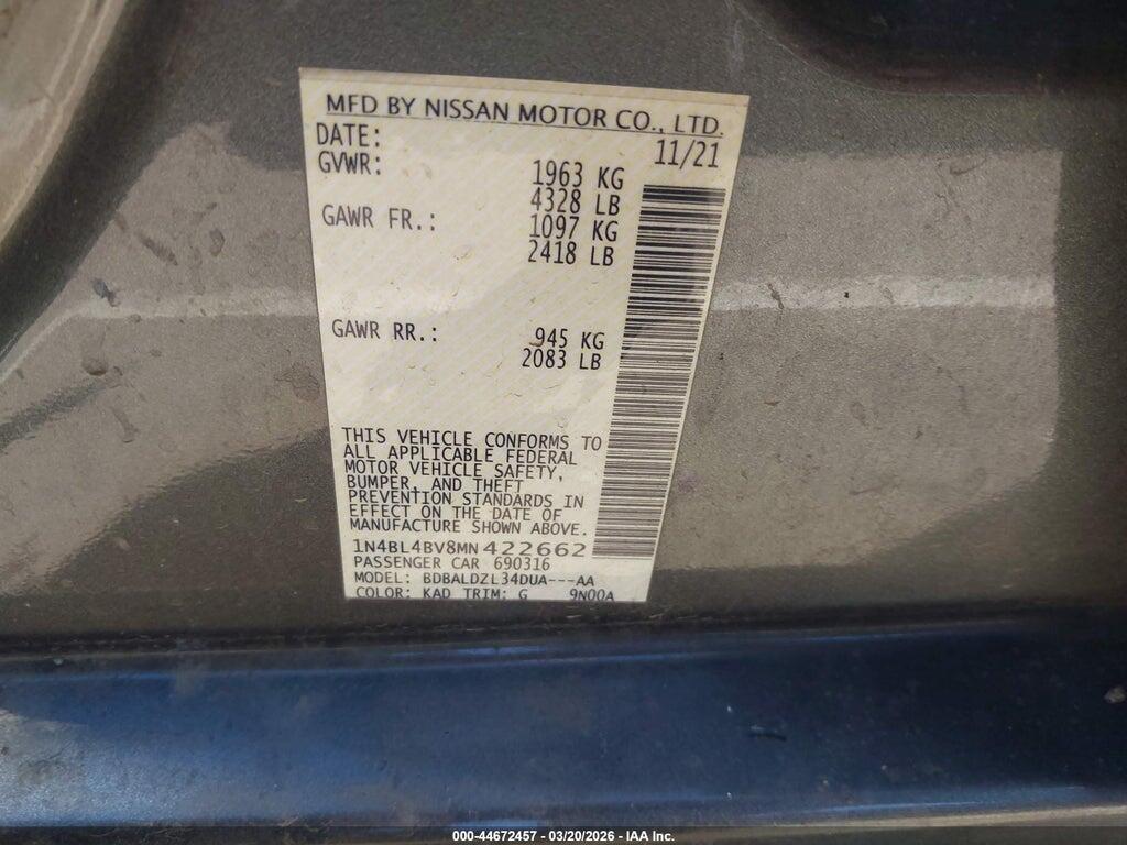 1N4BL4BV8MN422662 2021 NISSAN ALTIMA photo no. 9