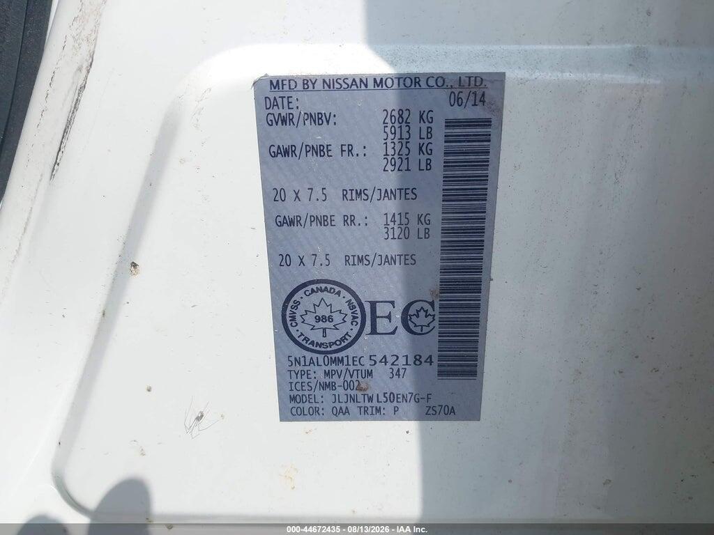 5N1AL0MM1EC542184 2014 INFINITI QX60 photo no. 9