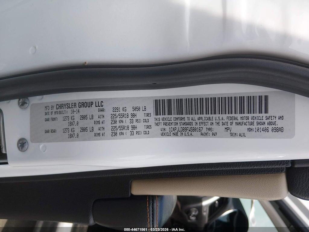 1C4PJLDB9FW580167 2015 JEEP CHEROKEE photo no. 9