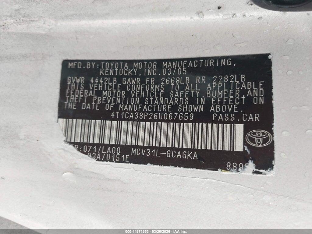 4T1CA38P26U067659 2006 TOYOTA CAMRY SOLARA photo no. 9