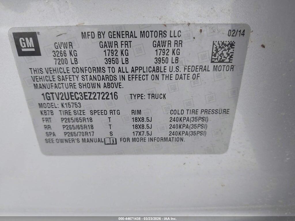 1GTV2UEC3EZ272216 2014 GMC SIERRA 1500 photo no. 9