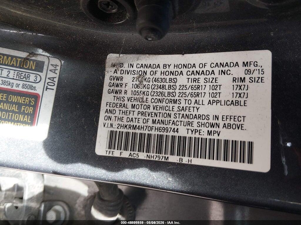 2HKRM4H70FH699744 2015 HONDA CR-V photo no. 9