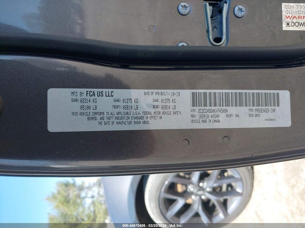 2C3CDXBG0KH745094 2019 DODGE CHARGER photo no. 9