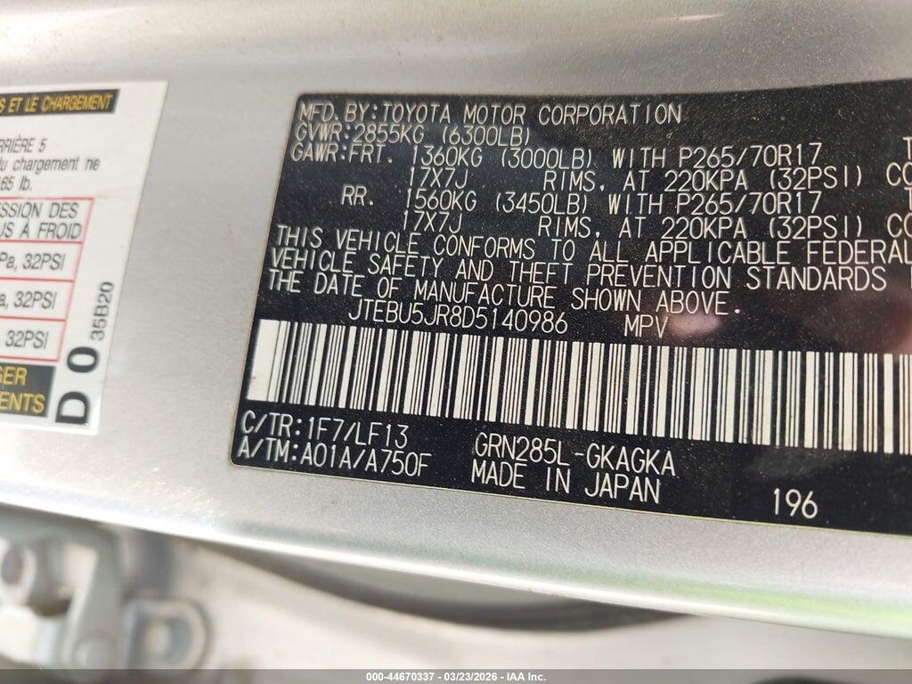 JTEBU5JR8D5140986 2013 TOYOTA 4RUNNER photo no. 9
