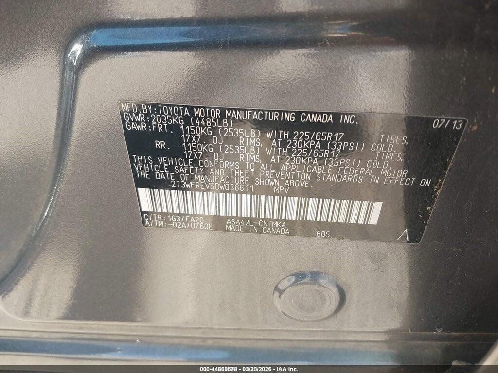 2T3WFREV5DW036611 2013 TOYOTA RAV4 photo no. 9