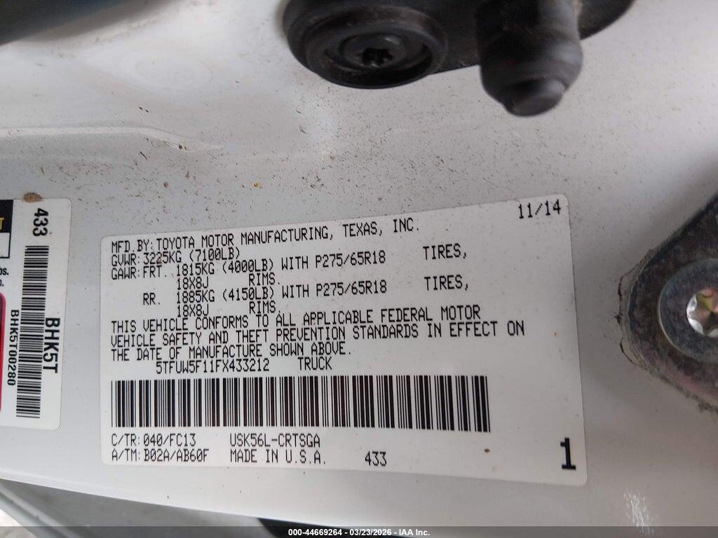 5TFUW5F11FX433212 2015 TOYOTA TUNDRA photo no. 9
