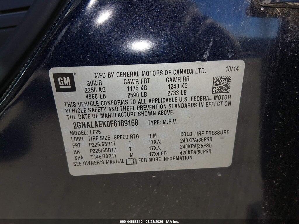 2GNALAEK0F6189168 2015 CHEVROLET EQUINOX photo no. 9