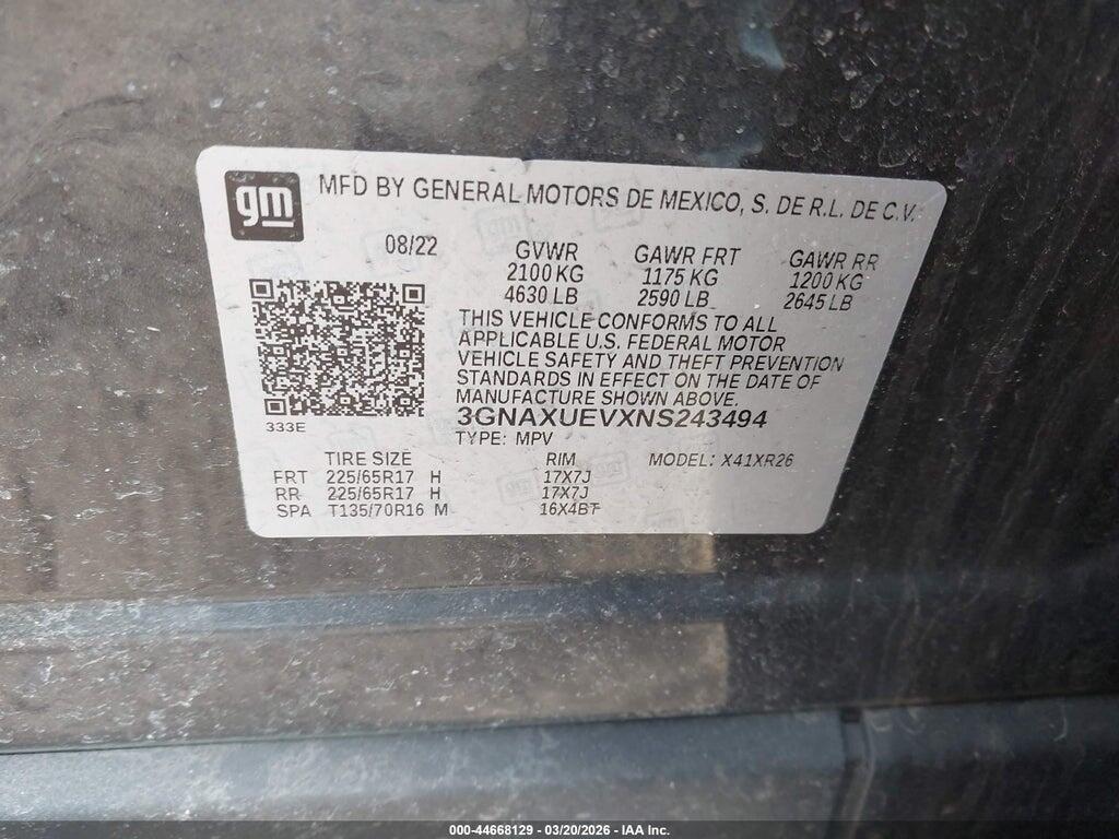 3GNAXUEVXNS243494 2022 CHEVROLET EQUINOX photo no. 9