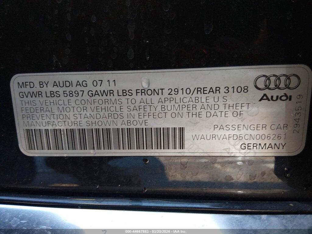 WAURVAFD5CN006261 2012 AUDI A8 L photo no. 9