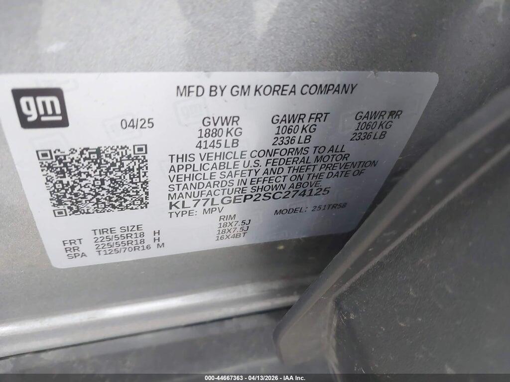 KL77LGEP2SC274125 2025 CHEVROLET TRAX photo no. 9