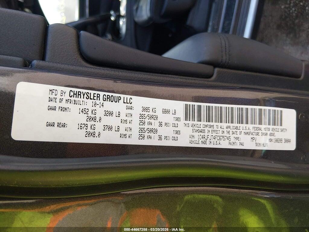 1C4RJFJT4FC675745 2015 JEEP GRAND CHEROKEE photo no. 9