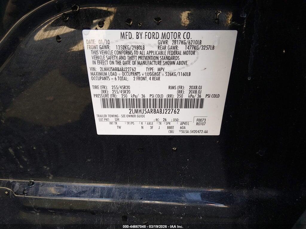 2LMHJ5AR8ABJ22762 2010 LINCOLN MKT photo no. 9