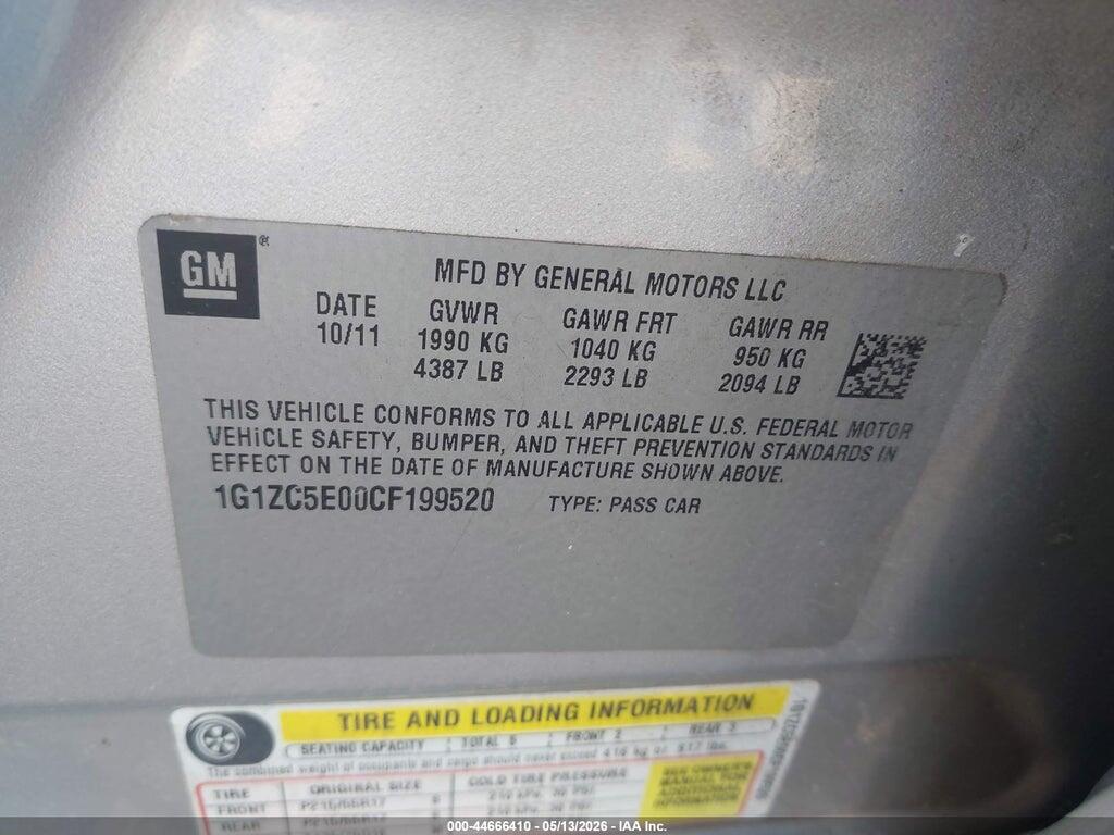 1G1ZC5E00CF199520 2012 CHEVROLET MALIBU photo no. 9