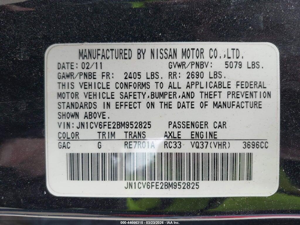 JN1CV6FE2BM952825 2011 INFINITI G37 photo no. 9