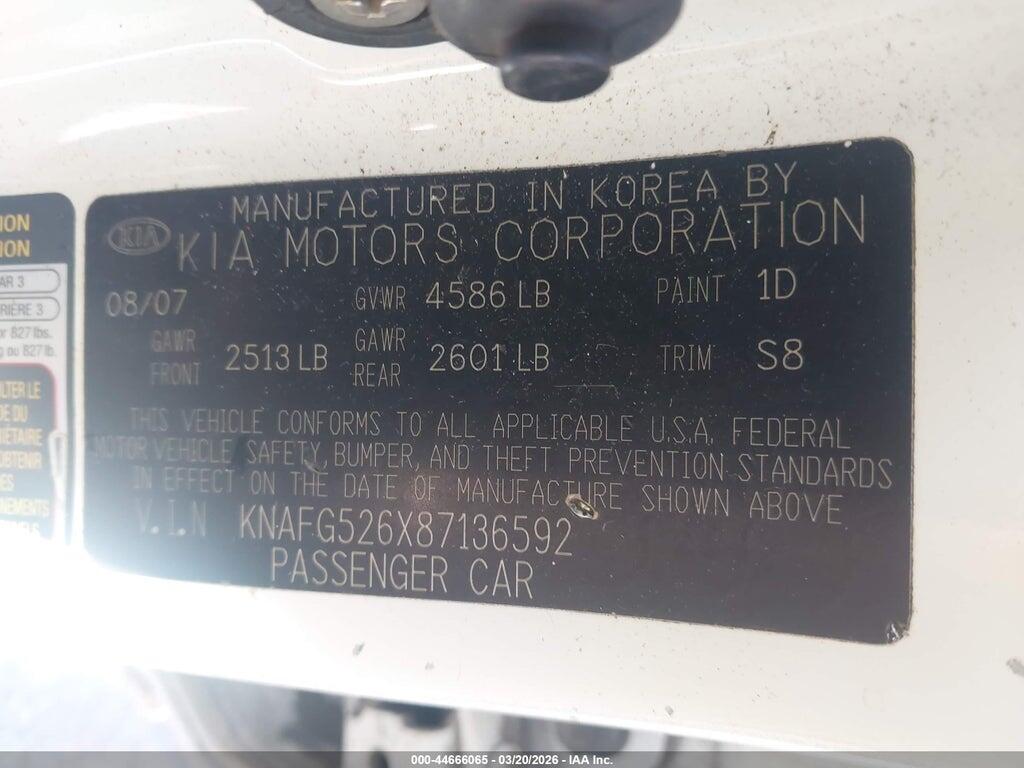 KNAFG526X87136592 2008 KIA RONDO photo no. 9