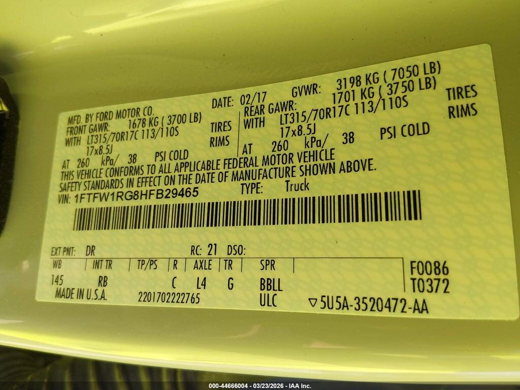 1FTFW1RG8HFB29465 2017 FORD F-150 photo no. 9