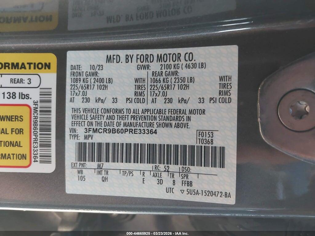 3FMCR9B60PRE33364 2023 FORD BRONCO SPORT photo no. 9