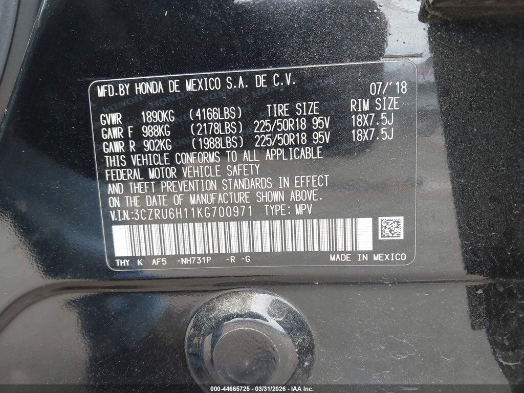 3CZRU6H11KG700971 2019 HONDA HR-V photo no. 9
