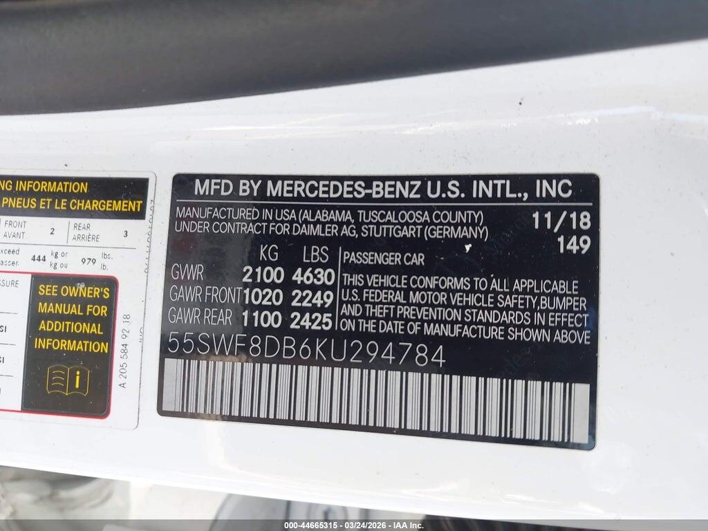 55SWF8DB6KU294784 2019 MERCEDES-BENZ C 300 photo no. 9
