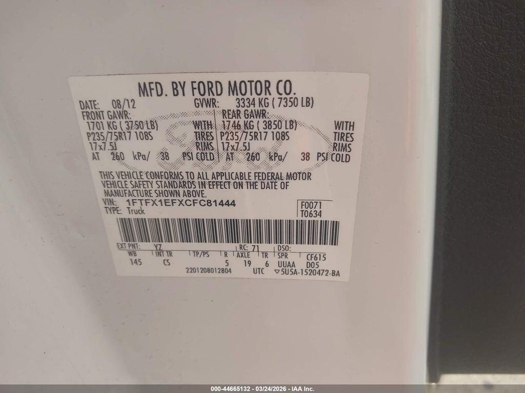 1FTFX1EFXCFC81444 2012 FORD F-150 photo no. 9