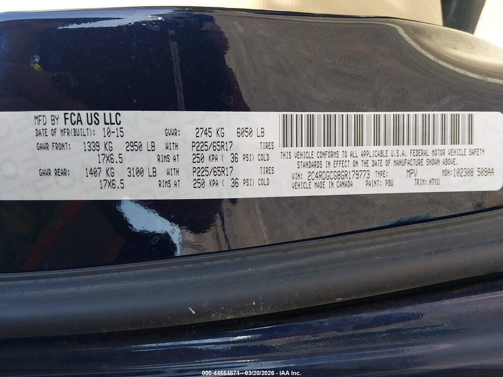 2C4RDGCG8GR179773 2016 DODGE GRAND CARAVAN photo no. 9