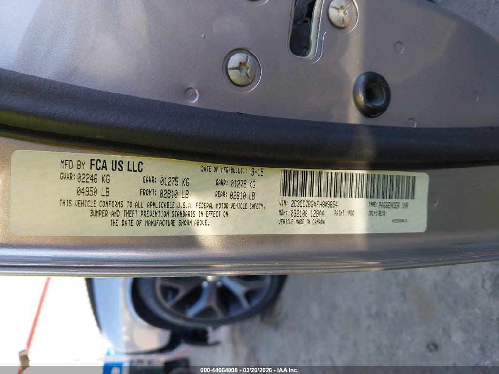 2C3CDZBGXFH809854 2015 DODGE CHALLENGER photo no. 9