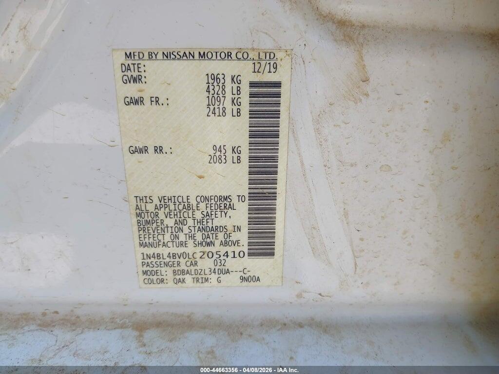 1N4BL4BV0LC205410 2020 NISSAN ALTIMA photo no. 9