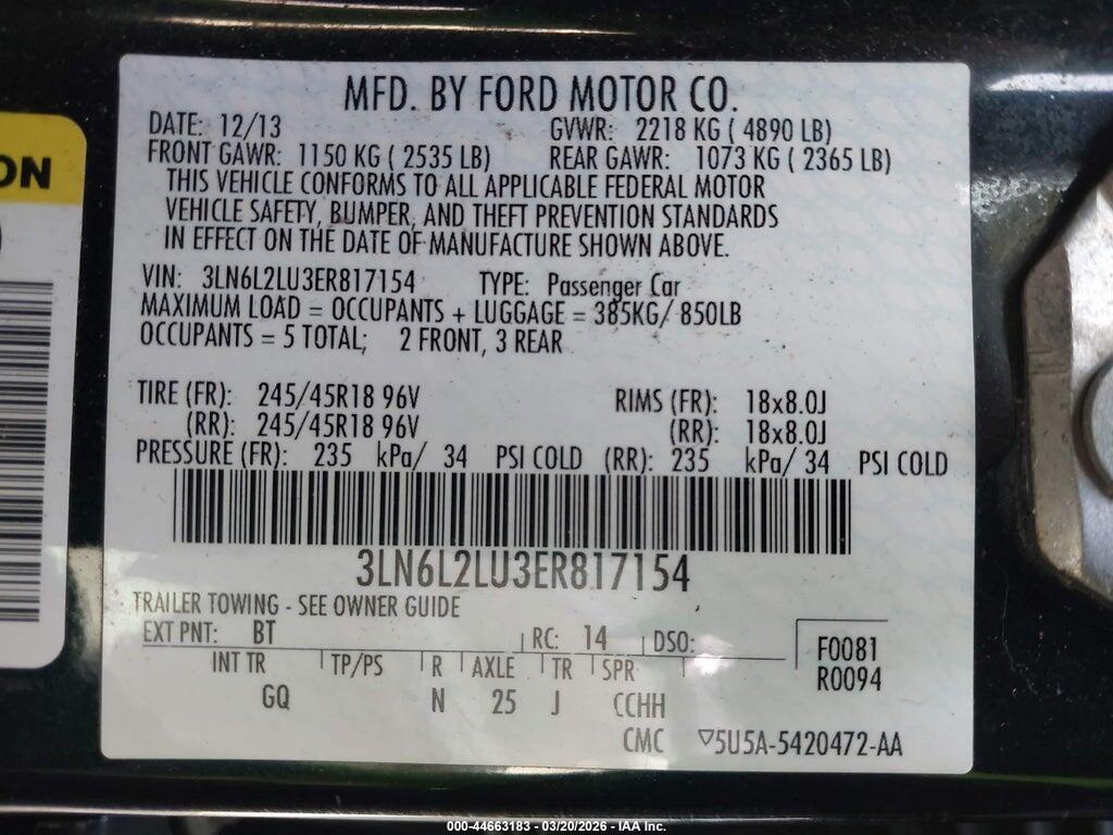 3LN6L2LU3ER817154 2014 LINCOLN MKZ HYBRID photo no. 9