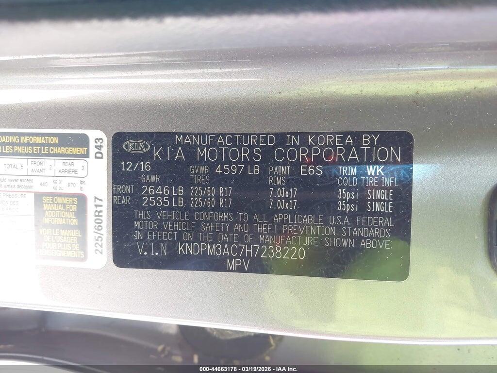 KNDPM3AC7H7238220 2017 KIA SPORTAGE photo no. 9