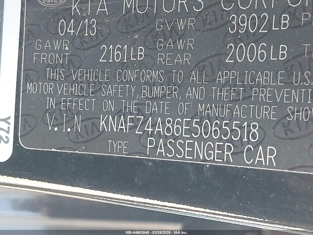KNAFZ4A86E5065518 2014 KIA FORTE photo no. 9
