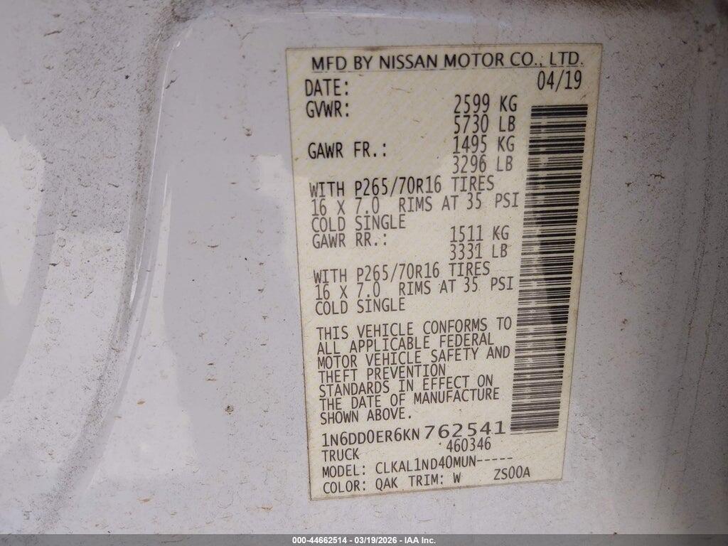1N6DD0ER6KN762541 2019 NISSAN FRONTIER photo no. 9