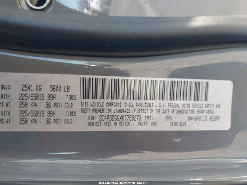 3C4PDDGGXKT759273 2019 DODGE JOURNEY photo no. 9