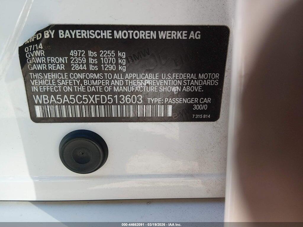 WBA5A5C5XFD513603 2015 BMW 528I photo no. 9