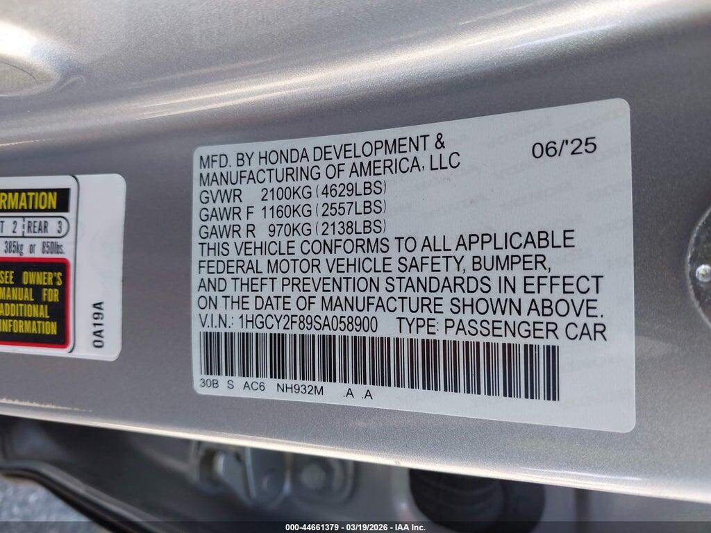 1HGCY2F89SA058900 2025 HONDA ACCORD HYBRID photo no. 9