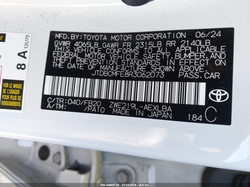 JTDBCMFE8R3062073 2024 TOYOTA COROLLA photo no. 9