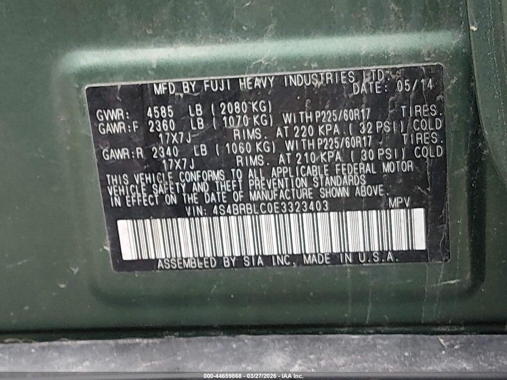 4S4BRBLC0E3323403 2014 SUBARU OUTBACK photo no. 9