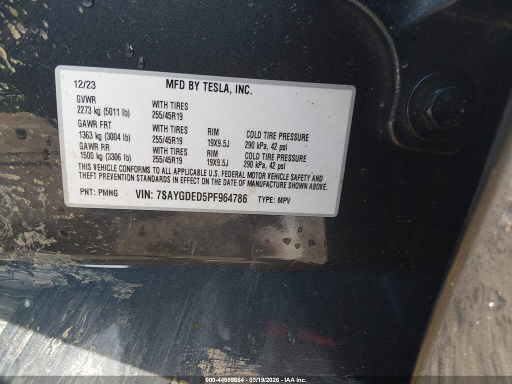 7SAYGDED5PF964786 2023 TESLA MODEL Y photo no. 9