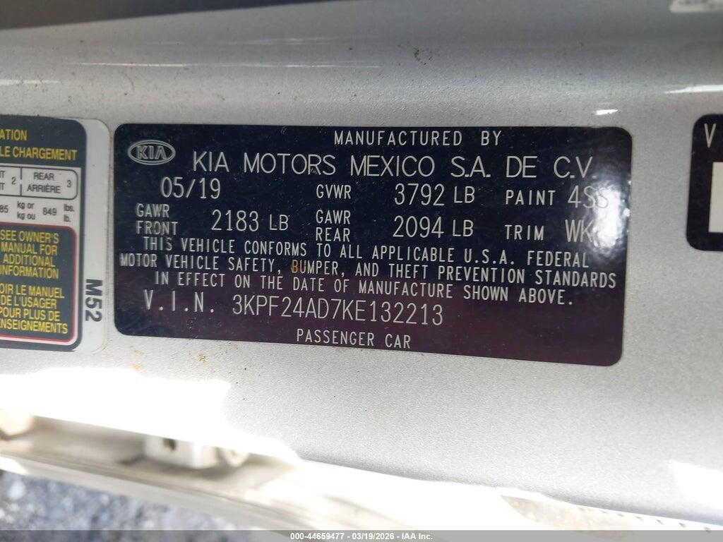 3KPF24AD7KE132213 2019 KIA FORTE photo no. 9