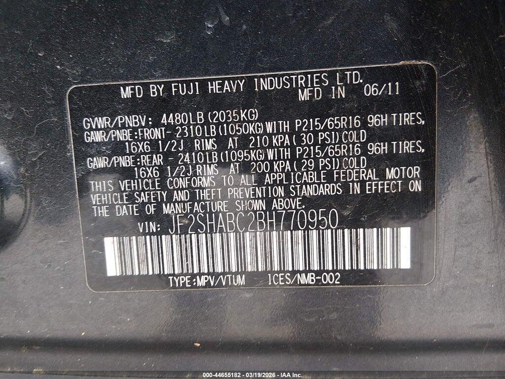 JF2SHABC2BH770950 2011 SUBARU FORESTER photo no. 9
