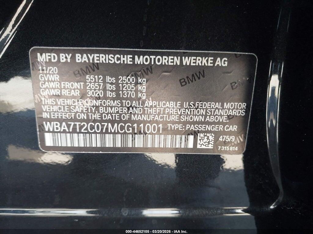 WBA7T2C07MCG11001 2021 BMW 740I photo no. 9