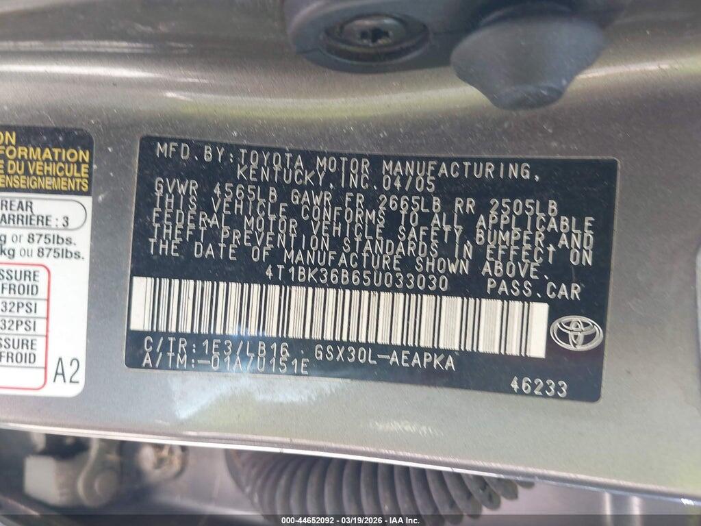 4T1BK36B65U033030 2005 TOYOTA AVALON photo no. 9
