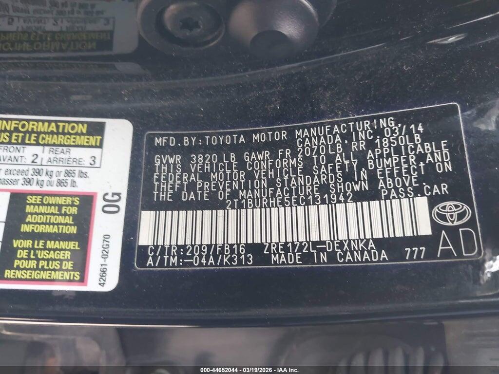 2T1BURHE5EC131942 2014 TOYOTA COROLLA photo no. 9