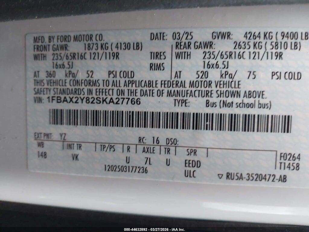 1FBAX2Y82SKA27766 2025 FORD TRANSIT-350 PASSENGER VAN photo no. 9