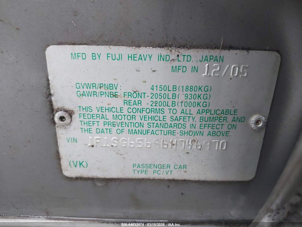 JF1SG65696H746970 2006 SUBARU FORESTER photo no. 9