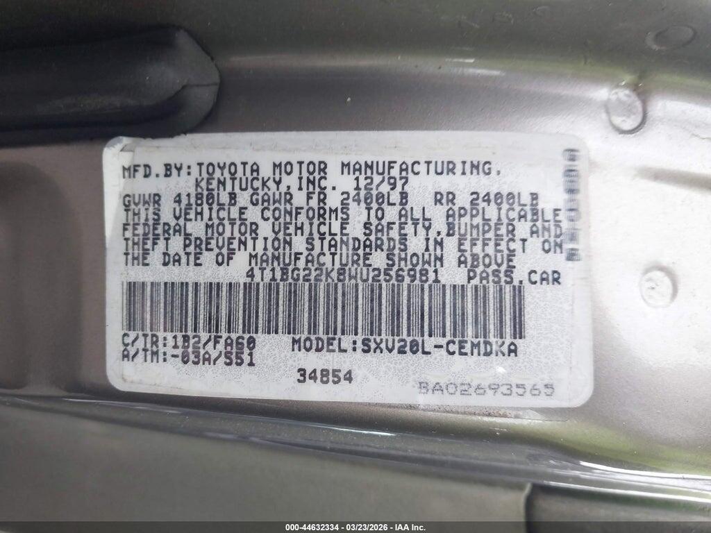 4T1BG22K8WU256981 1998 TOYOTA CAMRY photo no. 9