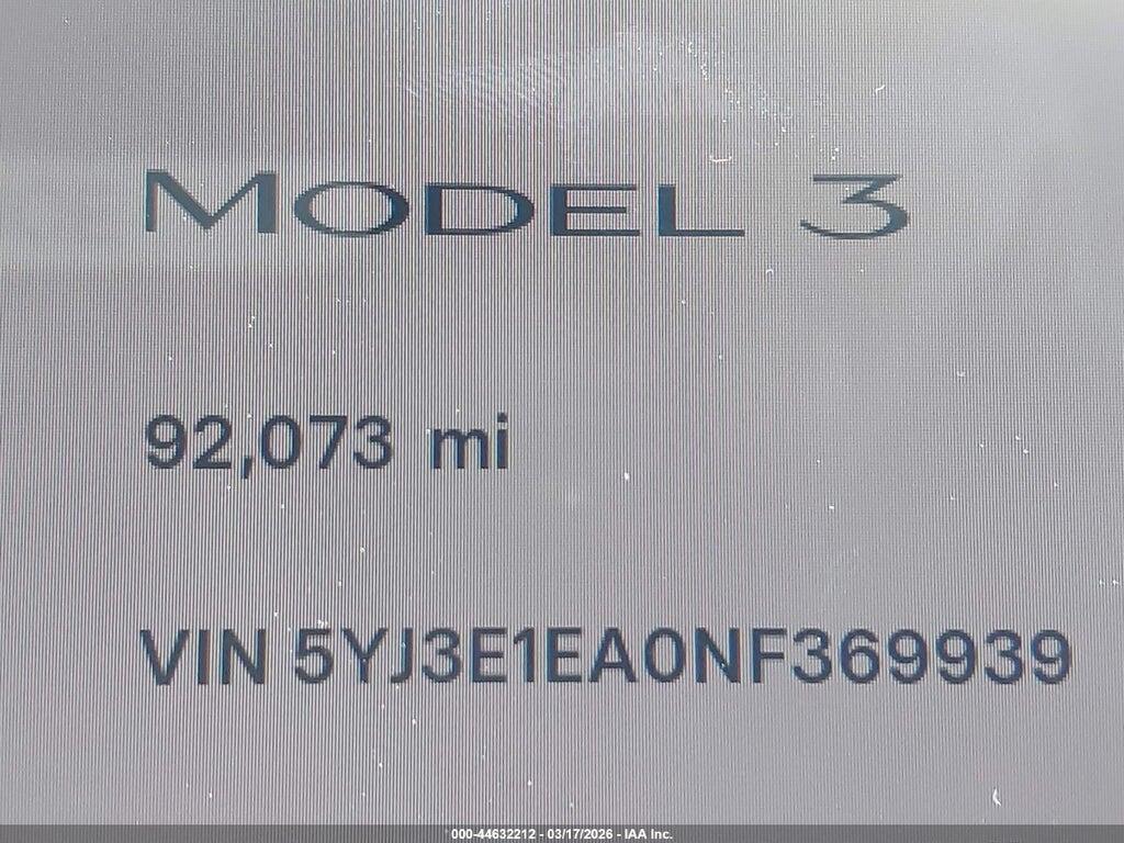 5YJ3E1EA0NF369939 2022 TESLA MODEL 3 photo no. 7