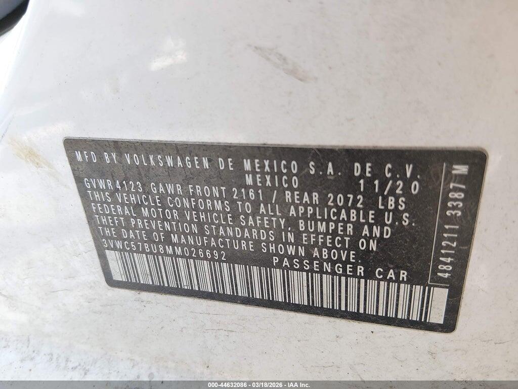 3VWC57BU8MM026692 2021 VOLKSWAGEN JETTA photo no. 9